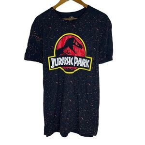 Jurassic Park Logo Black Splatter Short Sleeve Shirt Size XL Men’s